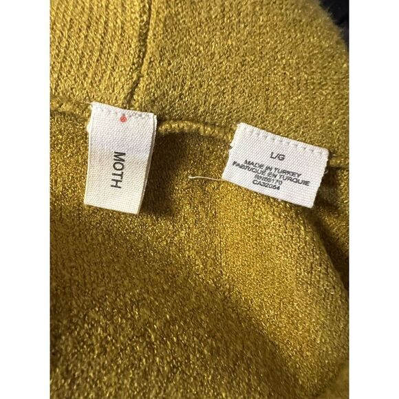 Moth Anthropologie Womens L Mock Neck Sweater Mustard Stripe Crop Bell Sleeves - Picture 6 of 7